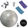 Kit Bola Pilates Cinza 85cm+ Faixas El�sticas 2 Tens�es+ Puxador+ Overball 25cm+ Bomba Inflar Treino