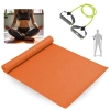 Kit Colchonete Tapete Yoga Pilates Laranja 1,73m + Extensor Elastico Tenso Media Treino Exercicio