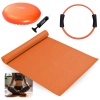 Kit Colchonete Tapete Yoga Eva Laranja 1,73m + Disco de Equilbrio + Anel de Pilates Fortalecedor