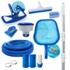 Kit Limpeza Piscina Haste 3,30 M+ Mangueira 4 M 38 Mm + Flutuador+ Aspirador+ Escovas + Peneira