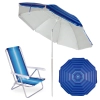 Kit Cadeira de Praia Alum�nio 4 Posi��es + Guarda Sol 2,40 M Listrado Articulado Fps 100