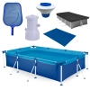 Kit Piscina 3700 Litros em Ao + Clorador + Peneira + Bomba Filtrante Mor 220v + Capa e Forro