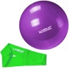 Bola Suiça 55 Cm para Pilates Roxa + Mini Band Intensidade Média Verde