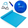 Kit Bola de Pilates 65 Cm + Colchonete Tapete Yoga + Extensor com Al�a Forte + Mini Bomba