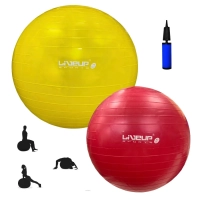 Kit Bola Sua 45cm + Bola 75cm Pilates Yoga Academia Treino Funcional + Mini Bomba