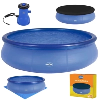 Kit Piscina Inflvel Redonda 6.700 Litros com Bomba, Capa e Forro 110 V