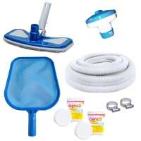 Kit Limpeza de Piscina Mangueira 4 M + Aspirador + Peneira + Cloro + Clorador
