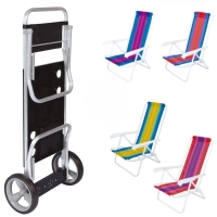 Kit Carrinho de Praia + 4 Cadeiras de Praia Reclinvel