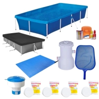 Piscina 3000 L Capa Forro Filtro 110v Peneira Avaliador Ph/Cloro Flutuador Cloro