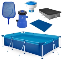 Kit Piscina 3700 Litros em Ao + Capa + Forro + Filtro 110v Bel + Peneira + Flutuador