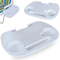 Mesa Porttil Lateral para Cadeira de Praia com Porta Copos Branco Bel