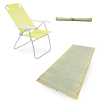 Kit Cadeira de Praia Prosa 4 Posi��es + Esteira de Palha Amarela 1,80 M