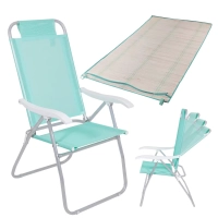 Kit Cadeira de Praia Alta + Esteira de Palha com Ala Verde
