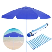 Kit para Praia Azul Guarda Sol 2 M + Esteira com Ala