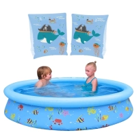 Kit Piscina Infantil 1000 L Infl�vel Estampada + Boia de Bra�o Colorida