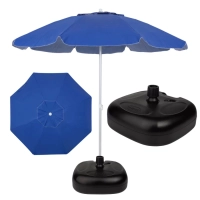 Kit Praia Guarda Sol 1,60 M Azul Royal Bagum Alum�nio + Base Preta 22 Kg