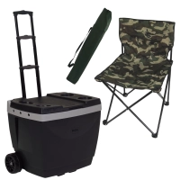 Kit Camping e Pesca Cooler 42 L Ala e Rodas + Cadeira Dobrvel Araguaia