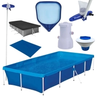 Kit Piscina 3000 L + Capa + Forro + Aspirador + Bomba 110 V + Peneira + Haste 1,40 M + Flutuador