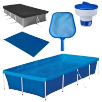Kit Piscina 3000 Litros Estrutura em A�o Mor + Capa e Forro + Peneira + Clorador Flutuador