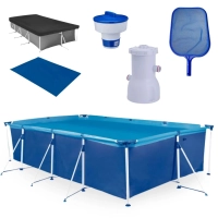 Kit Piscina 5000 Litros Premium + Capa, Forro + Filtro 220v 2.200 L/H Mor + Peneira + Flutuador