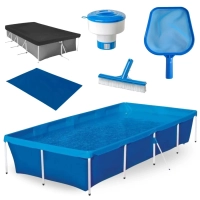 Kit Piscina 3000 Litros Estrutural em A�o + Capa e Forro + Peneira + Escova + Flutuador