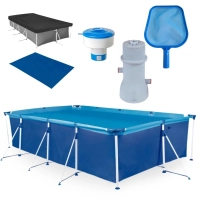Kit Piscina 5000 Litros Premium + Capa + Forro + Bomba 220v 3600 L/H Mor + Peneira + Flutuador