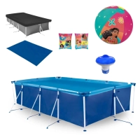 Kit Piscina 5000 Litros + Capa, Forro + Boia de Brao e Bola Princesas + Mini Flutuador