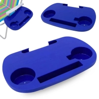 Mesa Porttil Lateral para Cadeira de Praia com Porta Copos Azul Bel