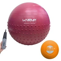 Kit Bola Suia 65cm de Pilates Textura Cravo Massage Ball + Mini Bomba + Mini Bola de Peso 1kg