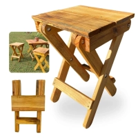 Banco de Madeira Banqueta Dobravel Rustica Artesanal para Camping, Pesca e Jardim