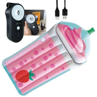 Kit Boia Colcho Inflvel Drink Tropical Milkshake 1,80m + Bomba de Ar Recarregavel Via Usb Portatil