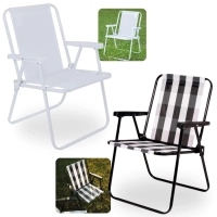 Kit 2 Cadeiras de Praia Modelo Branco e Retr para Casa, Jardim e Parque