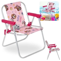 Cadeira de Praia Infantil Patrulha Canina Rosa Aluminio Bel
