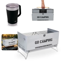 Kit Jarra Trmica 1,9l em Ao Inox com Tampa + Churrasqueira Porttil To Go com Ala Vira Maleta a Carvo