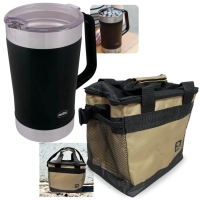 Kit Jarra Termica Preta 1,9l Ao Inox com Tampa + Bolsa Termica Aruba 13,5l Praia Camping e Viagens