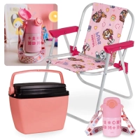 Kit Garrafa T�rmica 500ml Inox + Cadeira de Praia Infantil Patrulha Canina Rosa + Cooler 6 Lts Rosa