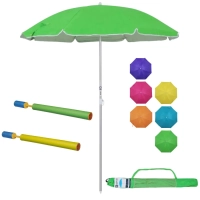 Kit Guarda Sol Neon 1,60m em Aluminio Fps 60 Polister Colorido + 2 Lana gua 60 Cm Coloridos para Piscina e Praia