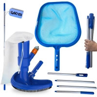 Kit Manuteno Limpeza de Piscina Aspirador + Peneira + Haste 1,60 M em Alumnio Desmontvel