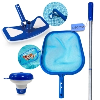 Kit Limpeza de Piscina com Peneira + Aspirador Asa Delta + Haste 1,60 M Desmont�vel + Mini Flutuador