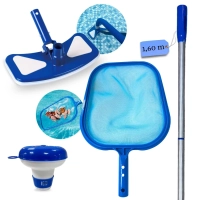 Kit Limpeza de Piscina com Peneira + Aspirador Asa Delta + Haste 1,60 M Desmontvel + Mini Flutuador