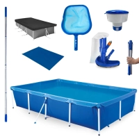 Kit Piscina 3000 Litros + Capa e Forro + Aspirador + Peneira + Haste 1,60 M Desmontvel + Flutuador