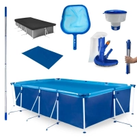 Kit Piscina 5000 L + Capa, Forro + Aspirador + Peneira + Haste 1,60 M Desmontvel + Flutuador