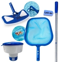 Kit Limpeza de Piscina com Aspirador Asa Delta + Haste 1,60 M Desmontvel+ Flutuador + Peneira