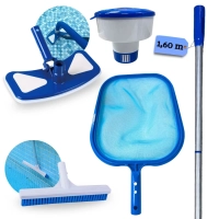 Kit Limpeza de Piscina Haste 1,60 M Desmontvel + Aspirador + Escova Reta + Flutuador + Peneira