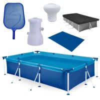 Kit Piscina 3700 Lts em Ao + Flutuador Netuno + Capa + Forro + Peneira + + Filtro 220v