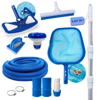 Kit Limpeza Piscina Haste 1,65 M+ Mangueira 4 M 38 Mm + Mini Flutuador+ Aspirador+ Escova + Peneira