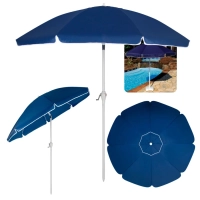 Guarda-sol Articulado 2,50 M Azul com Manivela e Proteo Solar Fps 100 para Praia, Piscina e Jardim