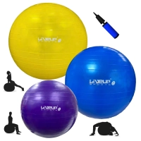 Kit Pilates 3 Bolas Suas Liveup 55cm + 65cm + 75cm + Mini Bomba para Yoga, Ginstica, Exercicios