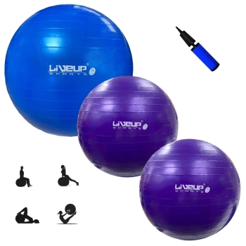 Kit 2 Bolas Suas 55cm + Bola Sua 65cm + Mini Bomba Pilates Yoga Treino Funcional