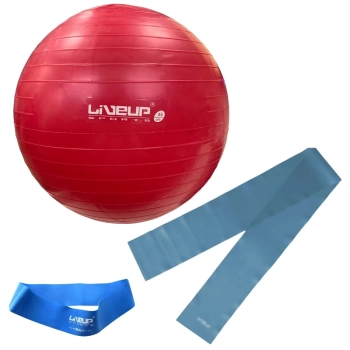 Kit Bola Sua 45cm Pilates Yoga Treino Funcional + Faixa Elstica Forte + Mini Band Forte Azul